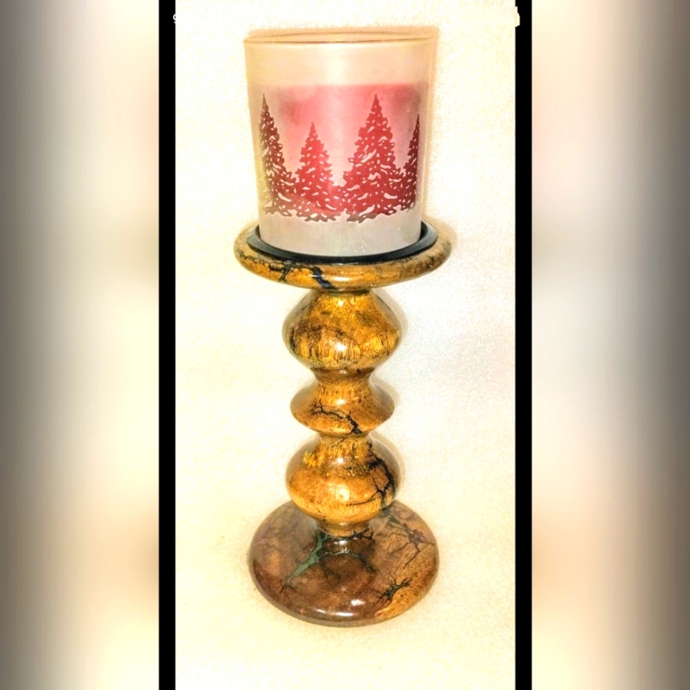 One-of-a-Kind Fractal Burnt Wood Candle Holder- Designs By Beetle Burnt